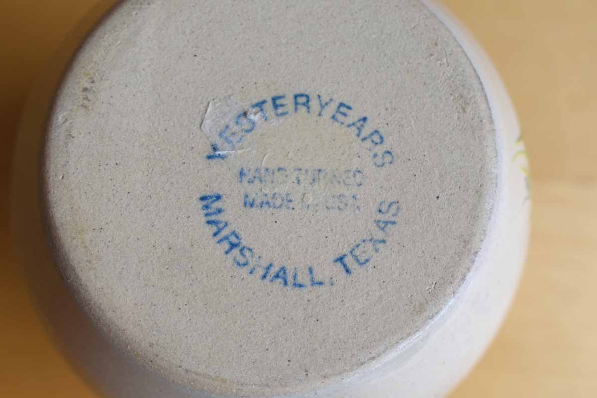 Yesteryears Pottery (Texas, USA) Hand Turned Ceramic Cup with Painted Bluebonnets