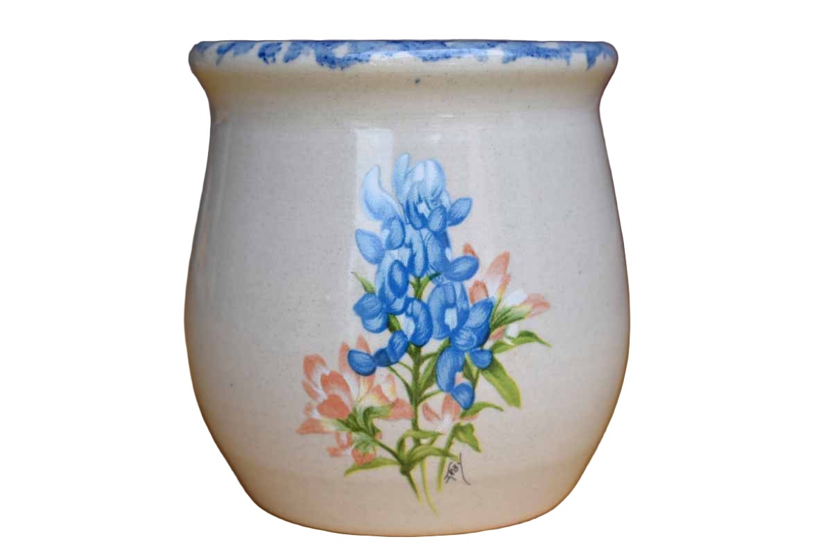 Yesteryears Pottery (Texas, USA) Hand Turned Ceramic Cup with Painted Bluebonnets