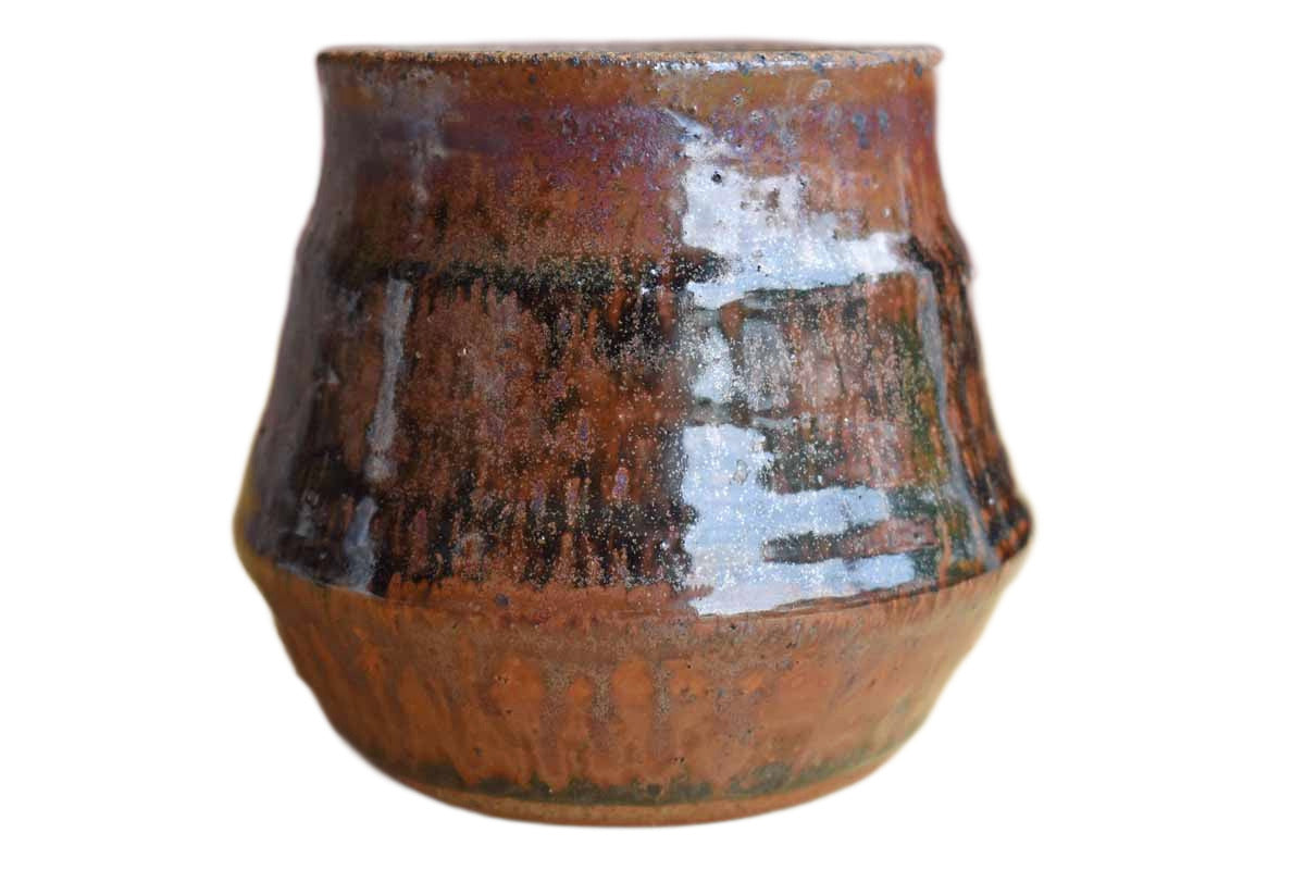 Stoneware Cup with Brown and Black Glazes