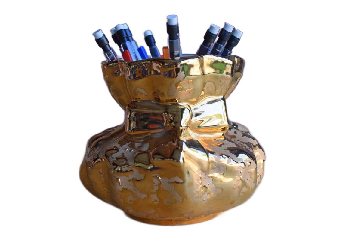 Holley Ross Distinguished China (Pennsylvania, USA) Ceramic "Bow" Vase or Pencil Cup
