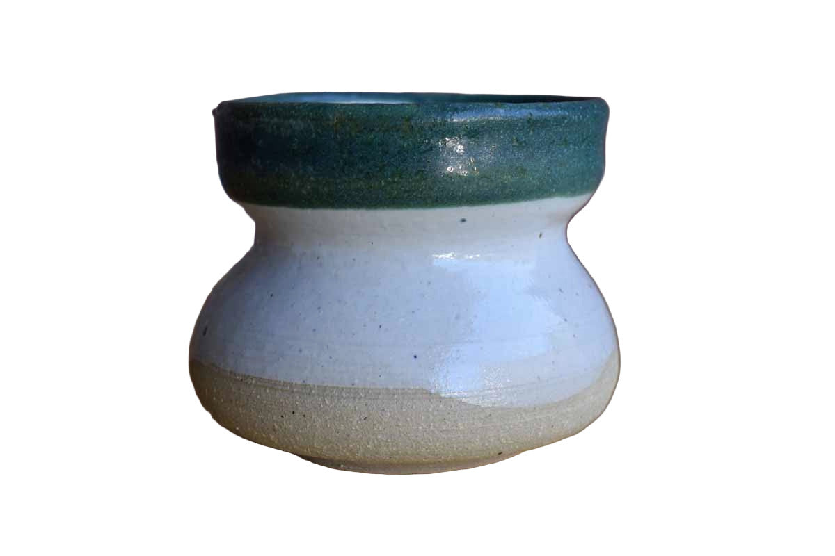 Green and White Ceramic Pencil Cup