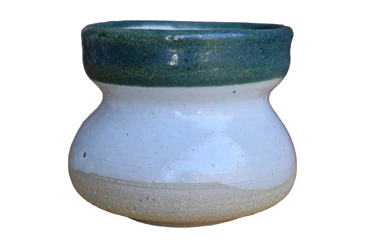 Green and White Ceramic Pencil Cup