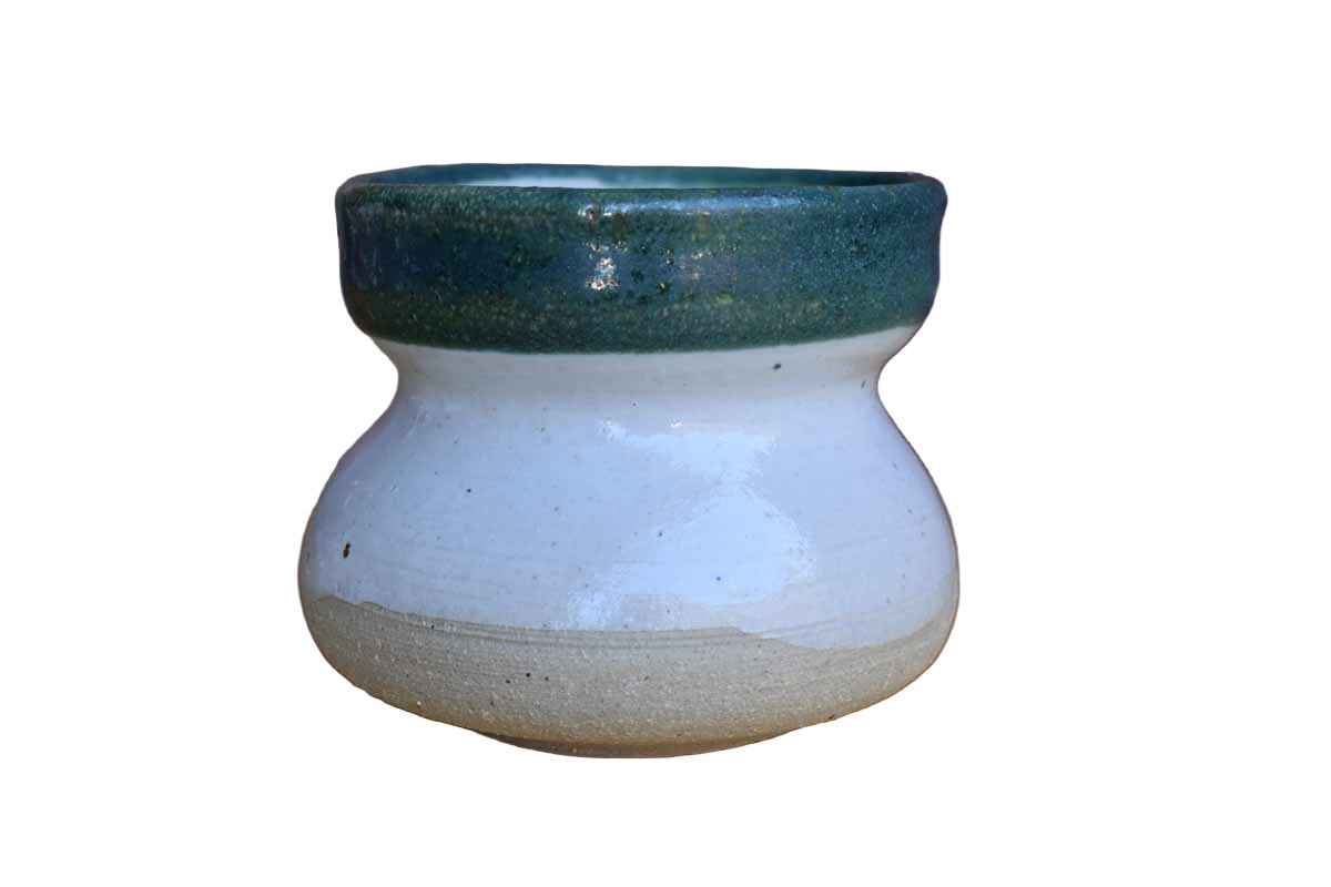 Green and White Ceramic Pencil Cup