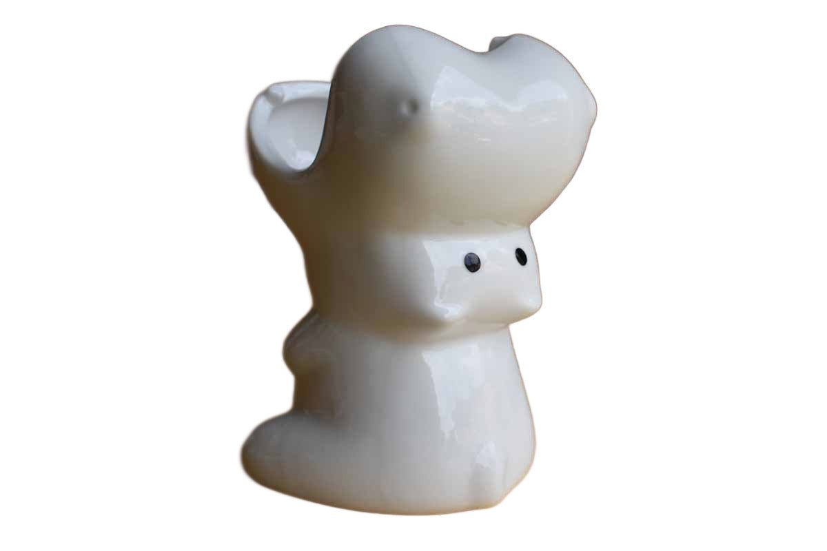 Glossy White Ceramic Hippo Planter or Pencil Cup
