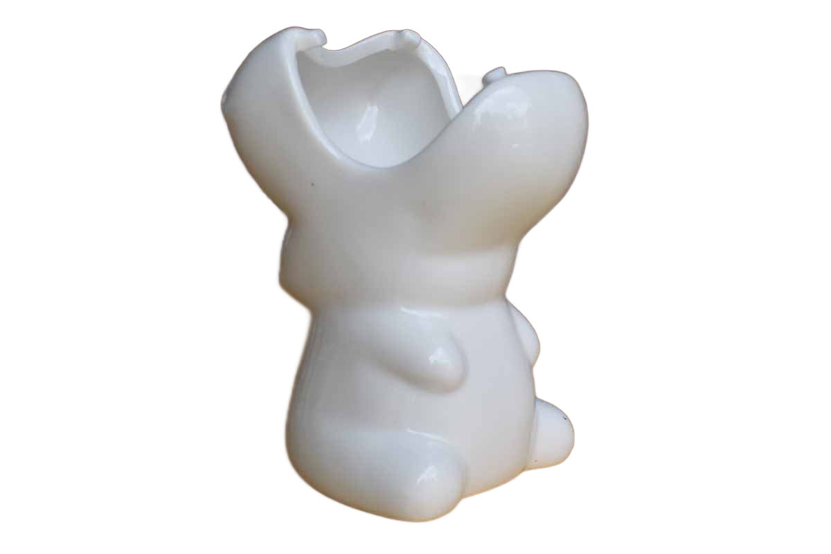Glossy White Ceramic Hippo Planter or Pencil Cup