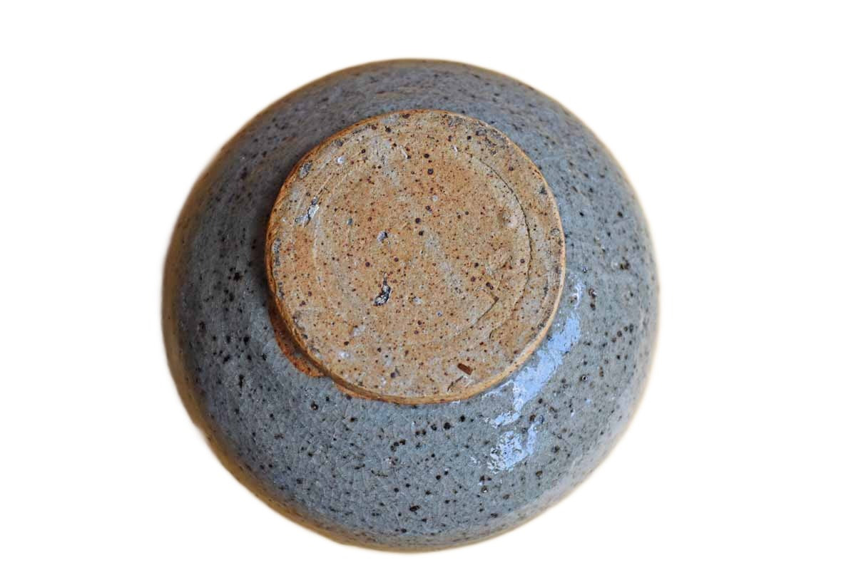 Rounded Stoneware Vase with Maroon and Green Glazes