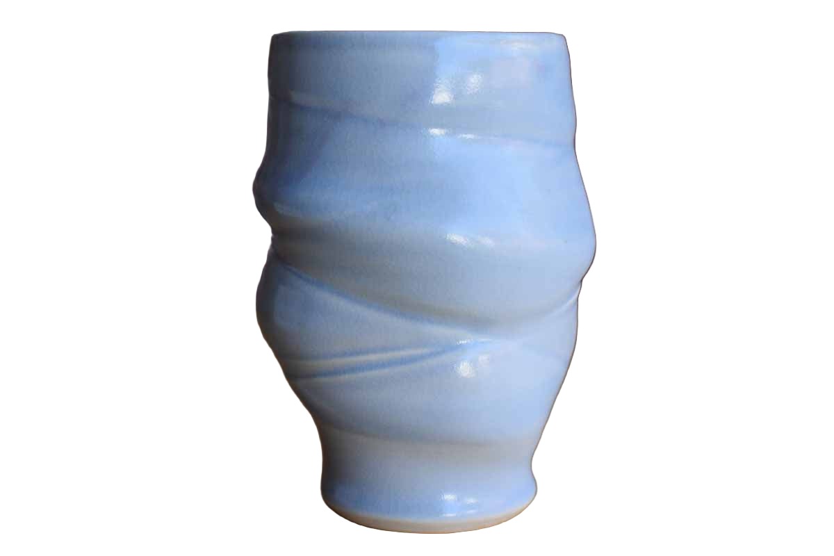 Sculptural Light Blue Ceramic Cup
