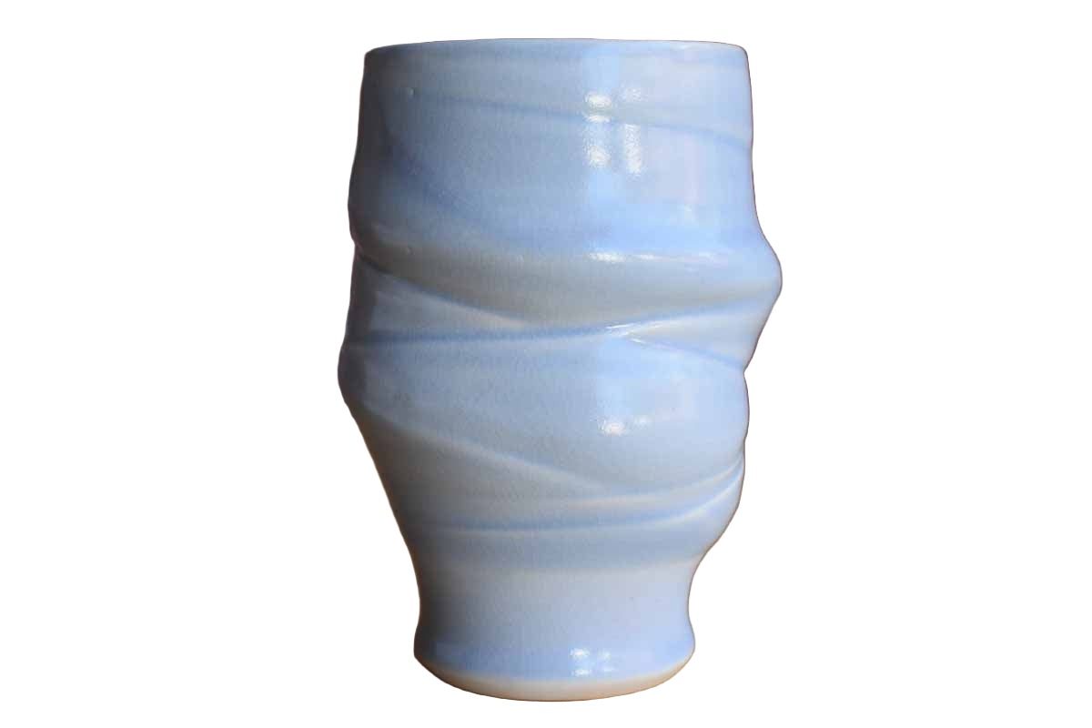 Sculptural Light Blue Ceramic Cup