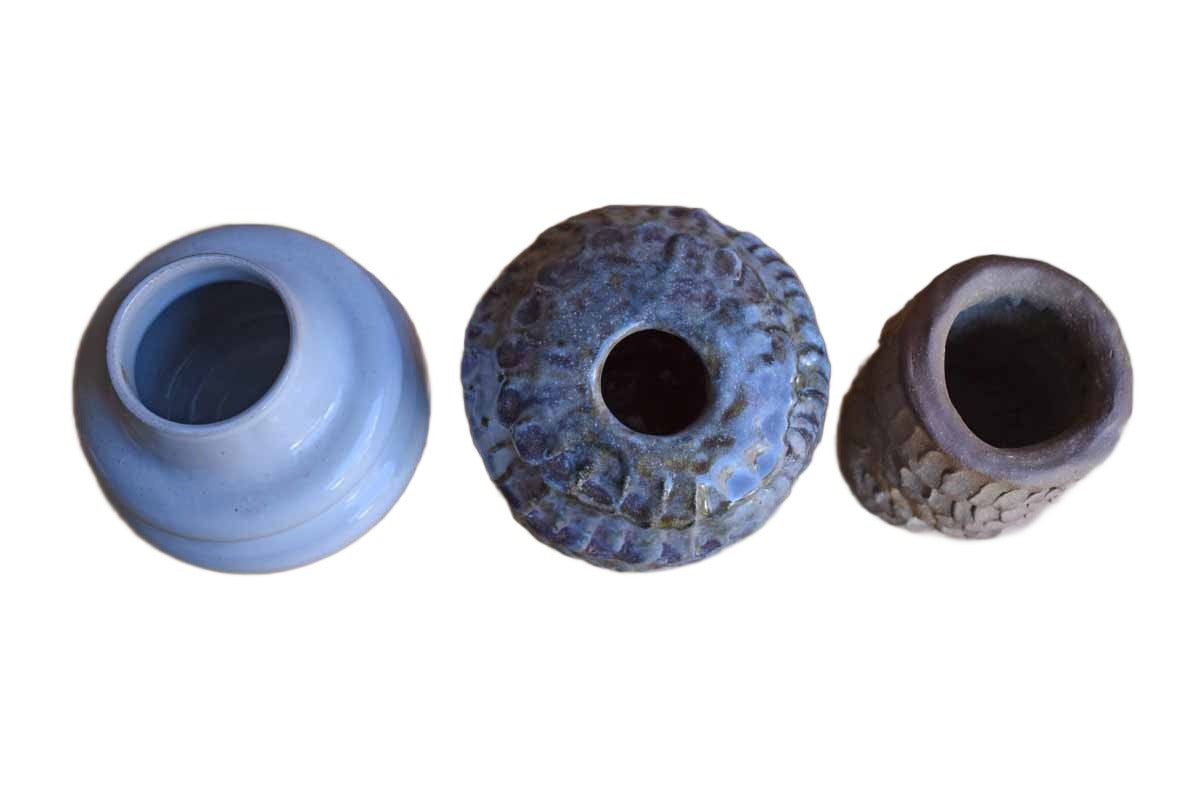 Set of Three Unique Stoneware Pencil and Pen Cups