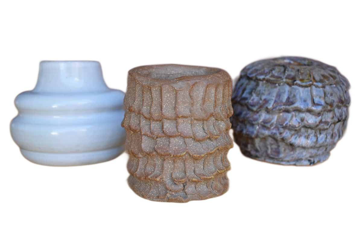 Set of Three Unique Stoneware Pencil and Pen Cups