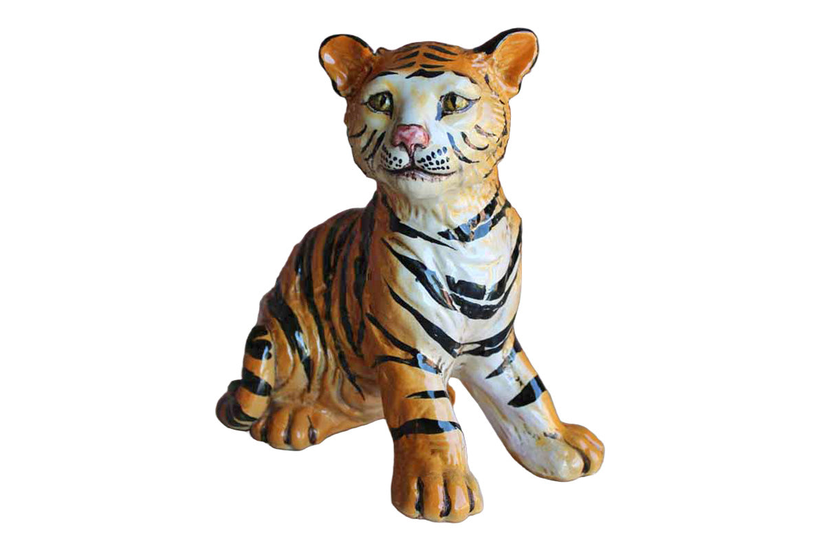 Paolo Marioni Ceramiche D'Arte (Italy) Handmade Ceramic Sitting Tiger Figurine