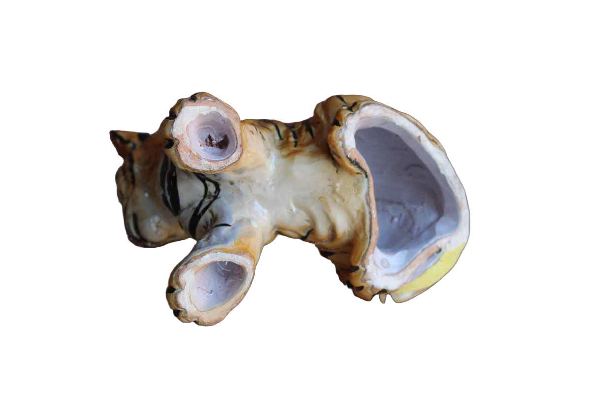Paolo Marioni Ceramiche D'Arte (Italy) Handmade Ceramic Sitting Tiger Figurine