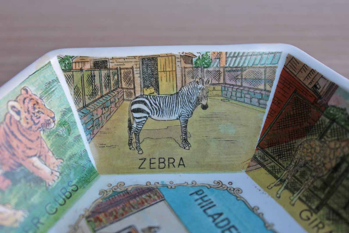 Philadelphia Zoo Souvenir Dish Decorated with Zoo Animal Scenes