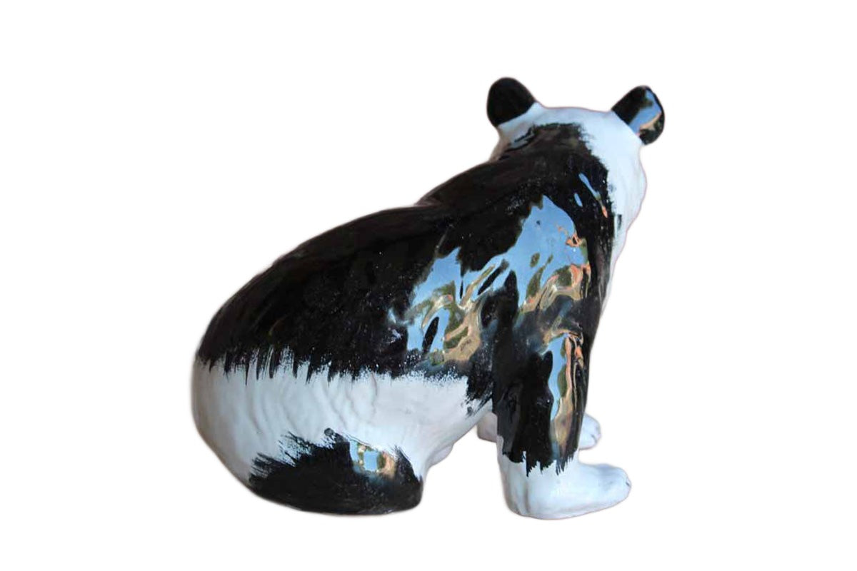 Handmade and Painted Ceramic Panda Bear Figurine, Made in Italy