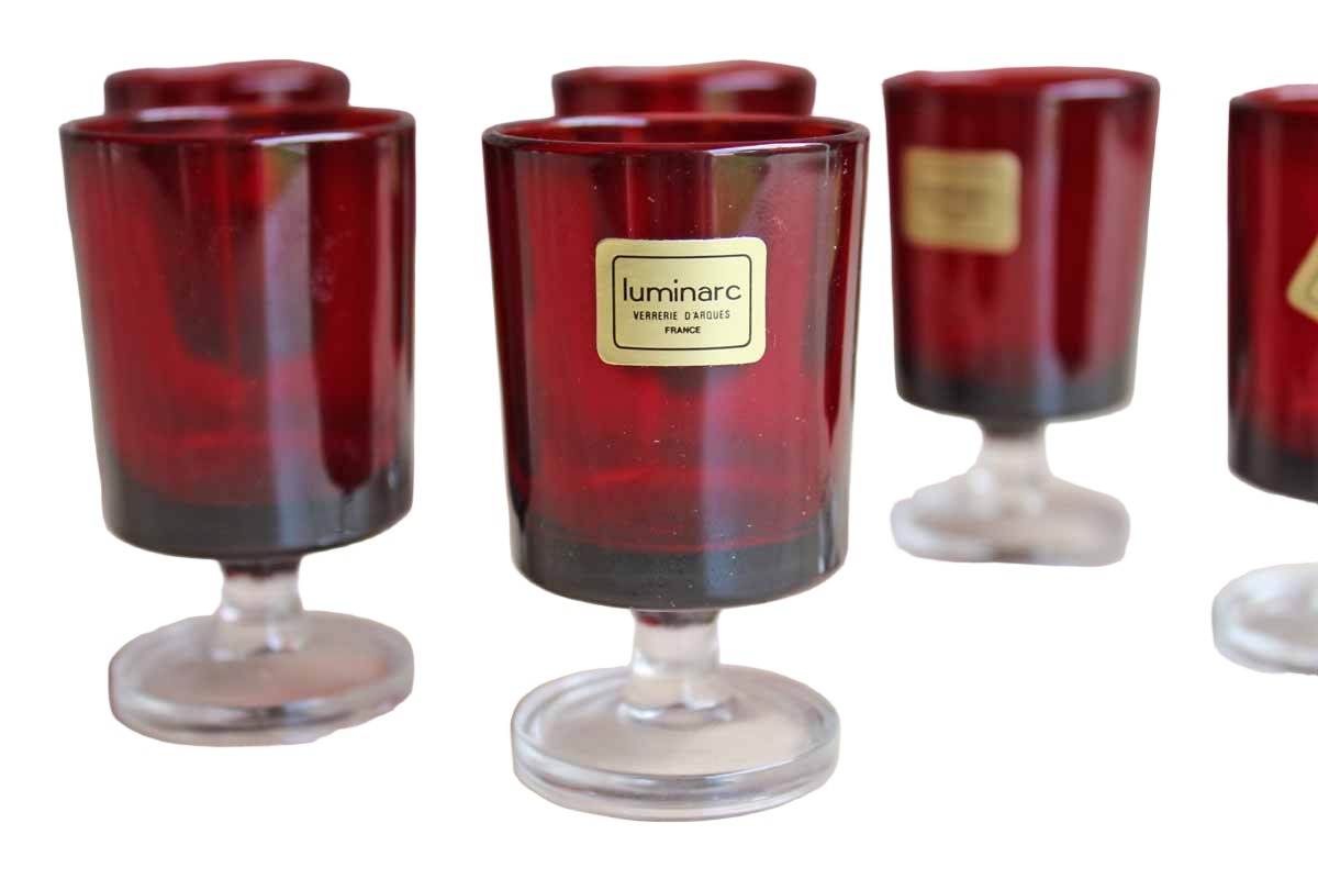 Luminarc Verrerie D'Arques (France) Cavalier Ruby Red and Clear