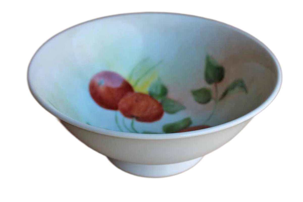Porcelain Bowl with Hand Painted Fruit