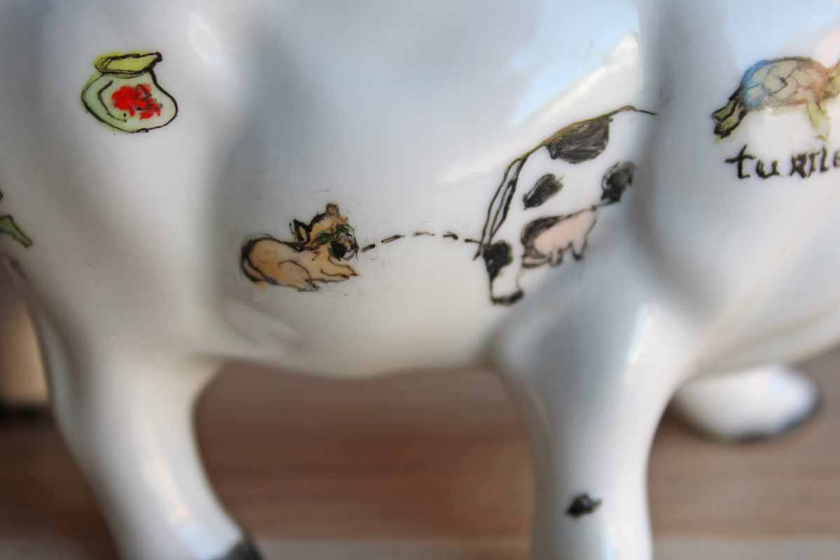 Ceramic Cow Creamer with Sweet Handpainted Images
