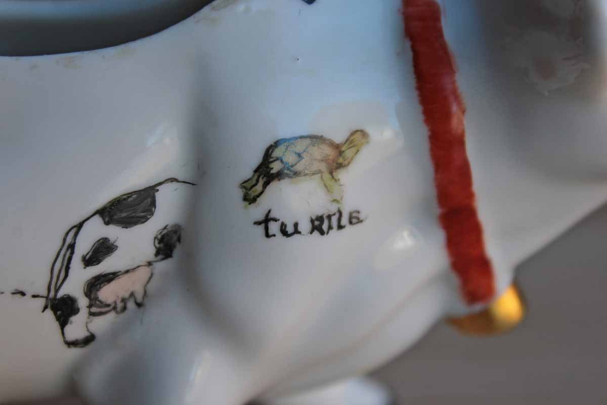 Ceramic Cow Creamer with Sweet Handpainted Images