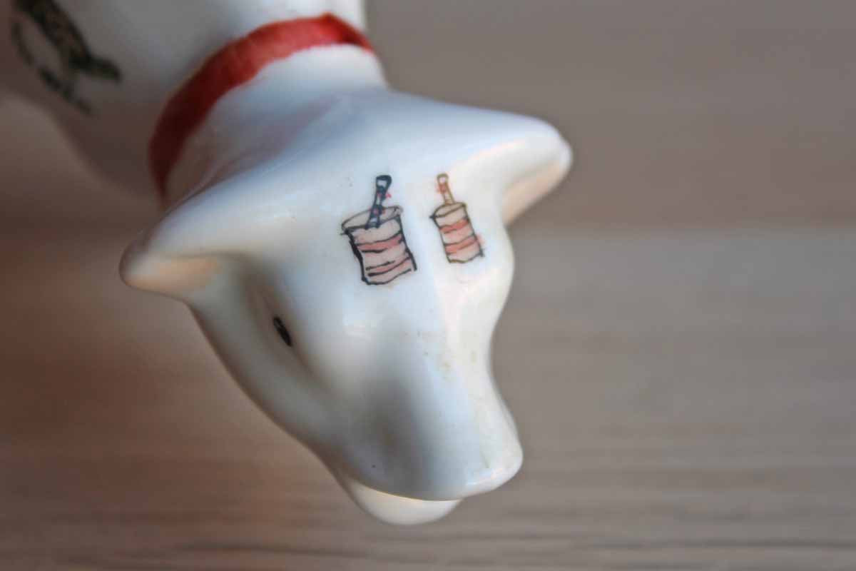 Ceramic Cow Creamer with Sweet Handpainted Images