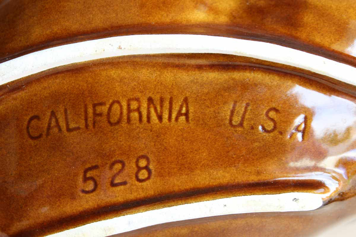 California Pottery (California, USA) Orange and Brown Glazed Lazy Susan Chip & Dip Server