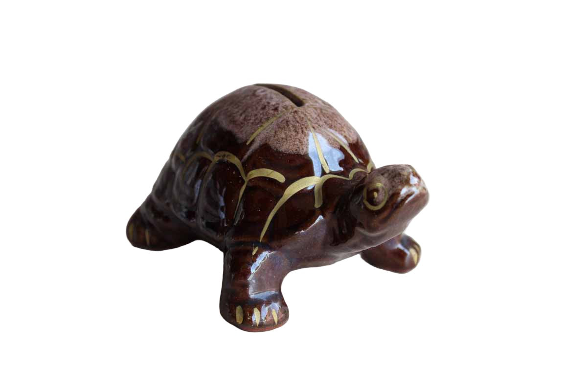 Hand Decorated Turtle Coin Bank, Made in Japan