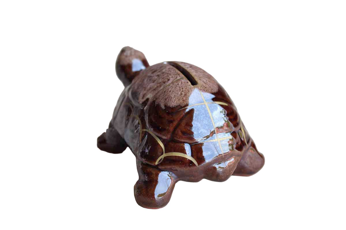 Hand Decorated Turtle Coin Bank, Made in Japan