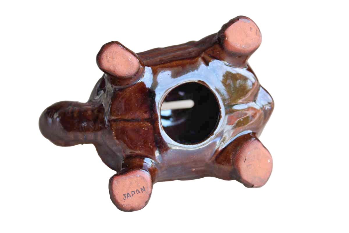 Hand Decorated Turtle Coin Bank, Made in Japan