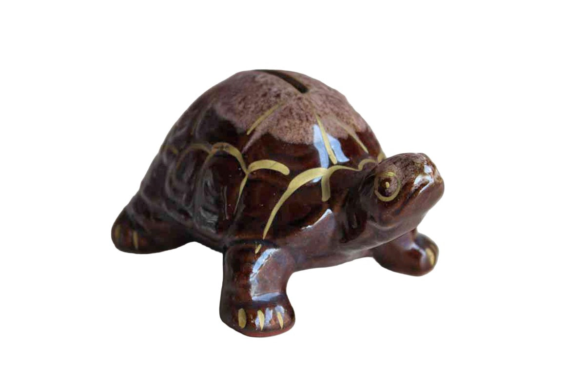 Hand Decorated Turtle Coin Bank, Made in Japan