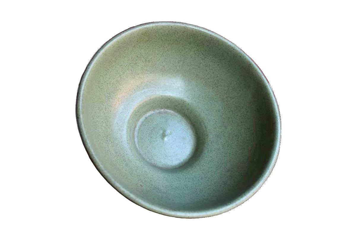 Haeger Potteries (Illinois, USA) Sage Green Speckled Glaze Footed Bowl