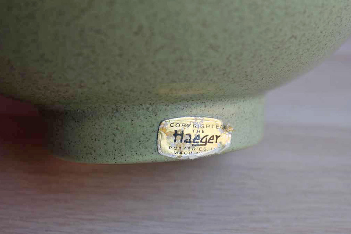 Haeger Potteries (Illinois, USA) Sage Green Speckled Glaze Footed Bowl