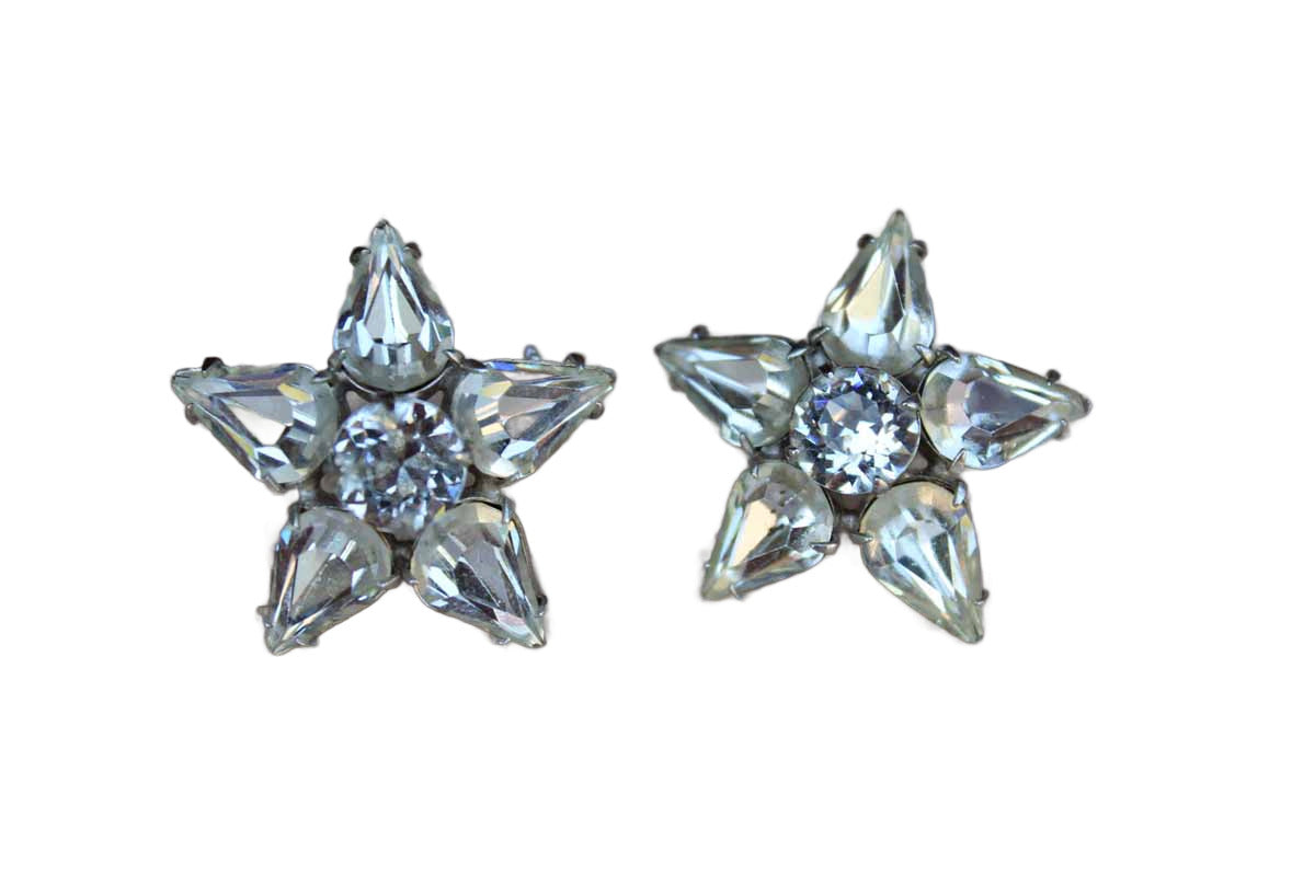 Silver Tone Cut Crystal Flower Shaped Scatter Pins