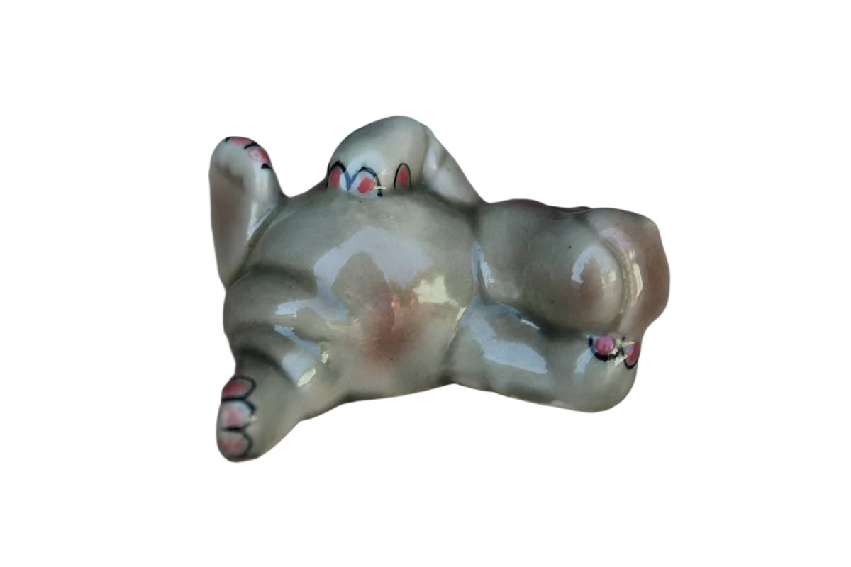 Lounging Ceramic Hippopotamus Figurine