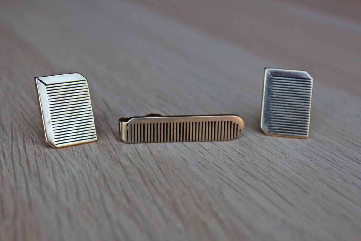 Swank, Inc. Gold Tone Comb Cufflinks and Tie Clip Set