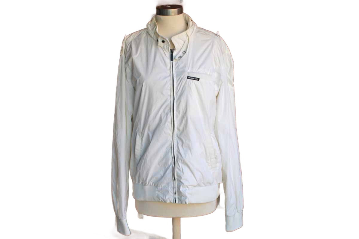 Members Only (USA) White Nylon Racer Jacket, Size Large – The