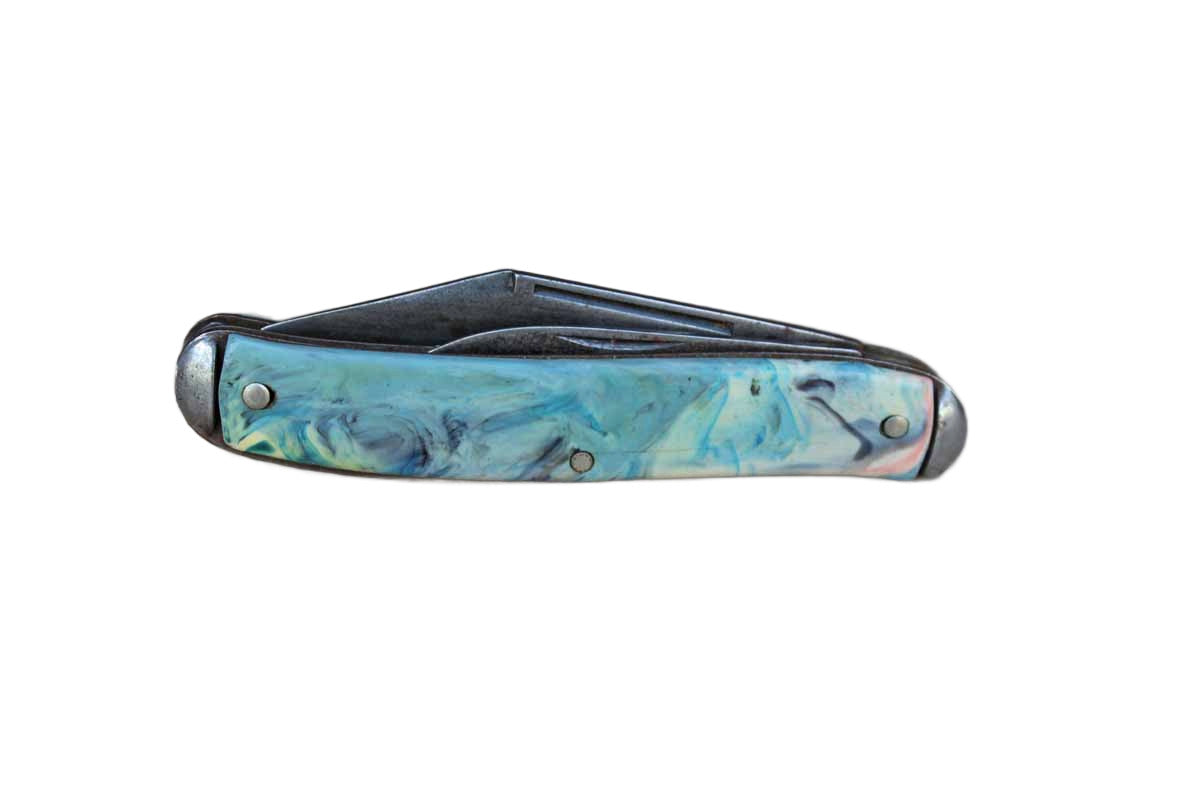 2-Blade Pocket Knife with Plastic Multi-Colored Swirled Design