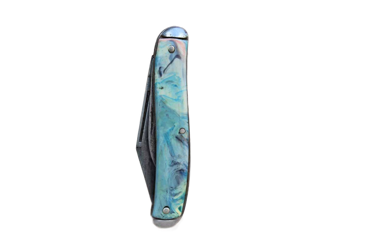 2-Blade Pocket Knife with Plastic Multi-Colored Swirled Design