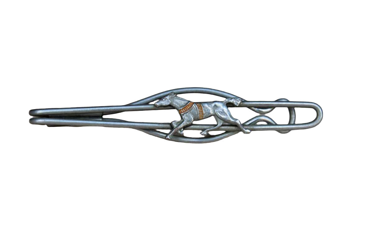Silver Tie Clip with Racing Horse Accent