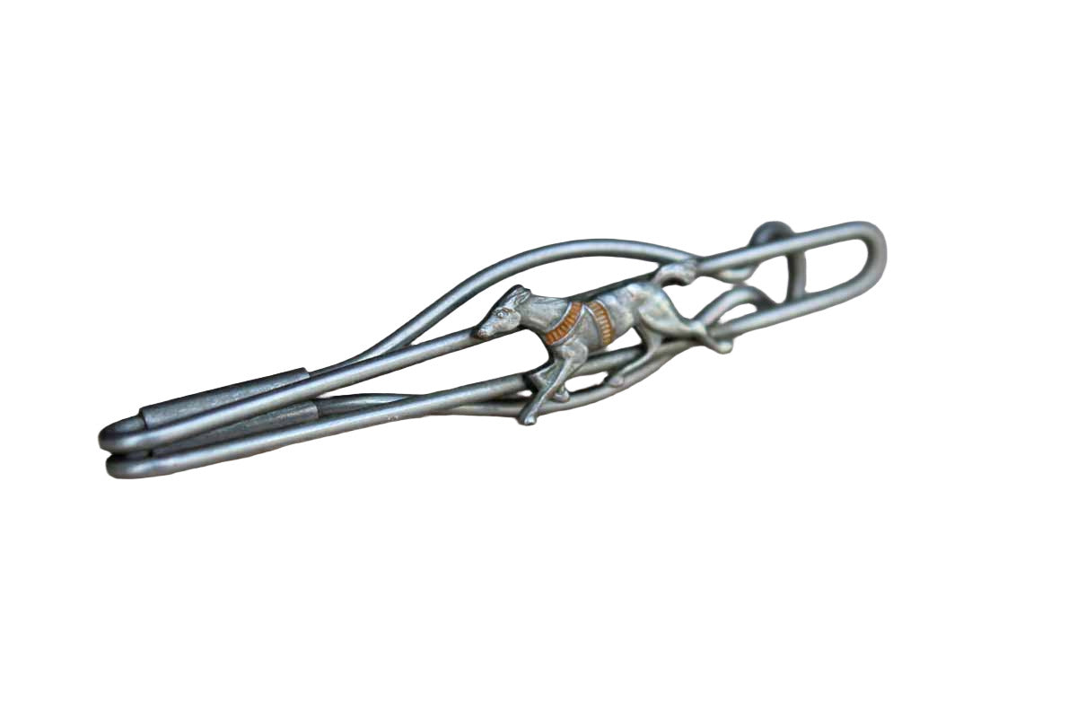 Silver Tie Clip with Racing Horse Accent