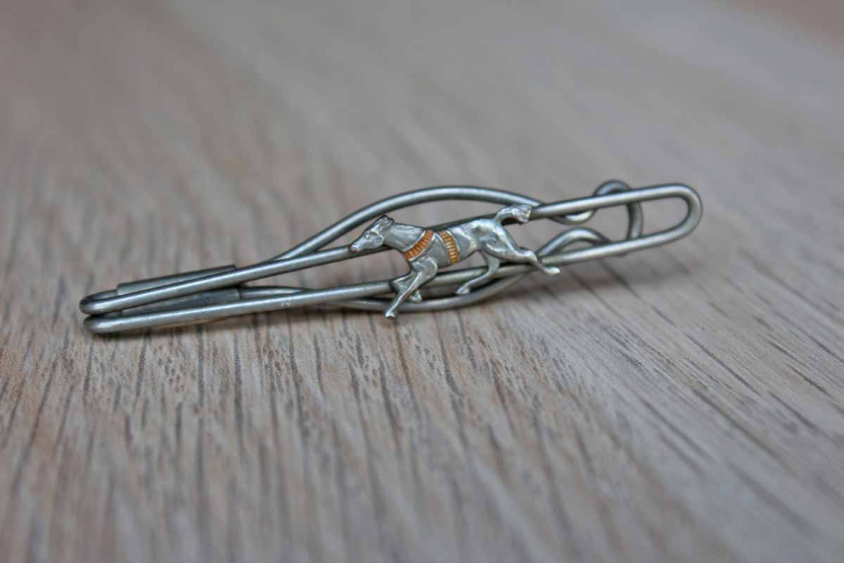 Silver Tie Clip with Racing Horse Accent