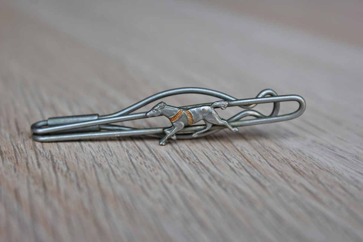 Silver Tie Clip with Racing Horse Accent