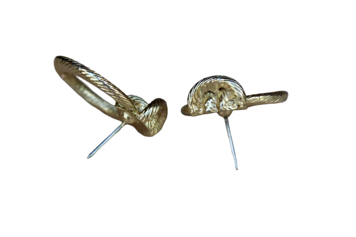 Gold Knotted Rope-Shaped and Textured Pierced Earrings