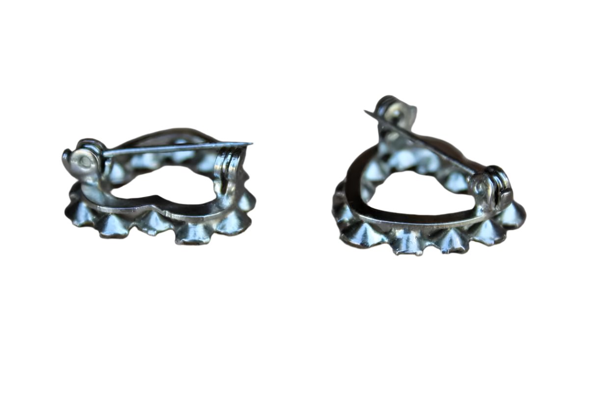 Heart Shaped Silver Rhinestone Scatter Pins, A Pair