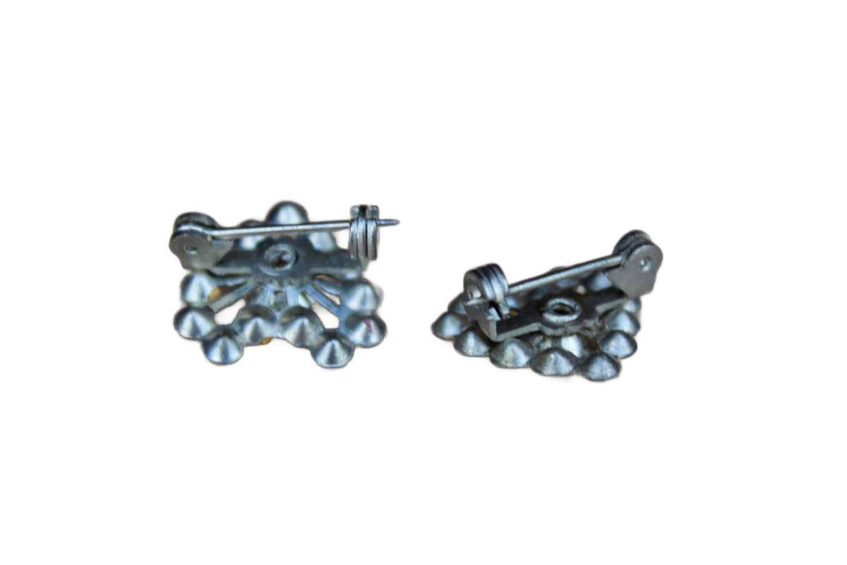 Silver Tone Rhinestone Heart Scatter Pins, A Pair