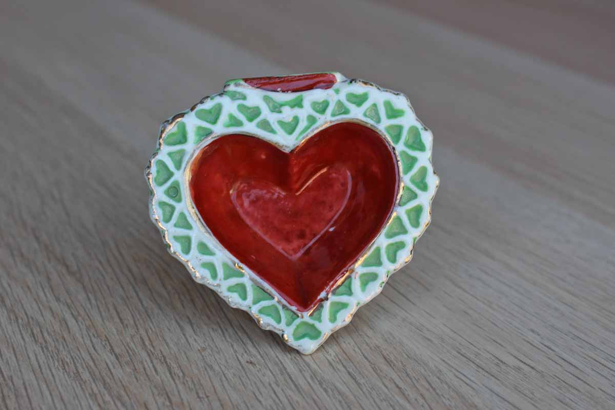 Heart Shaped Porcelain Trinket Dish, Made in Occupied Japan