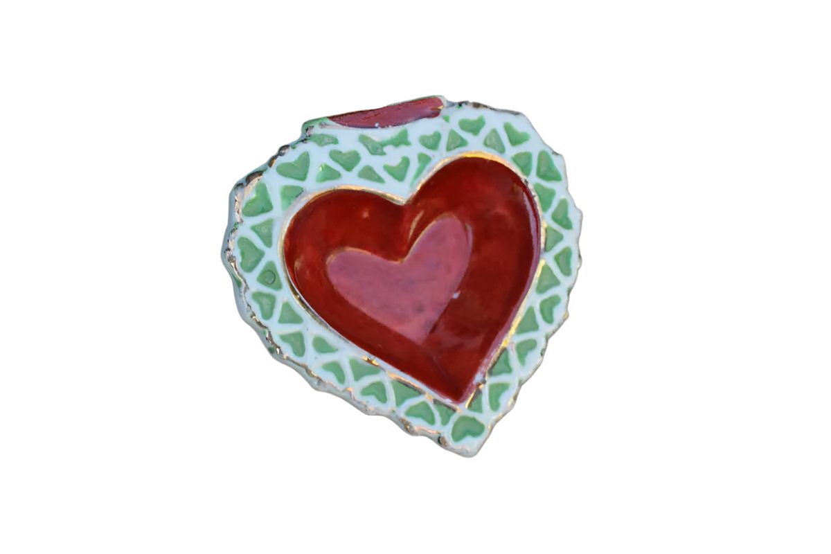 Heart Shaped Porcelain Trinket Dish, Made in Occupied Japan
