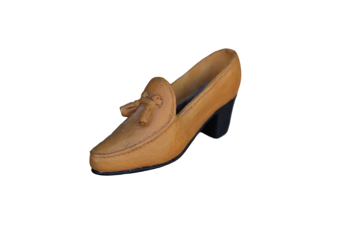 Miniature Resin Figurine of a Heeled Tan Tassel Loafer