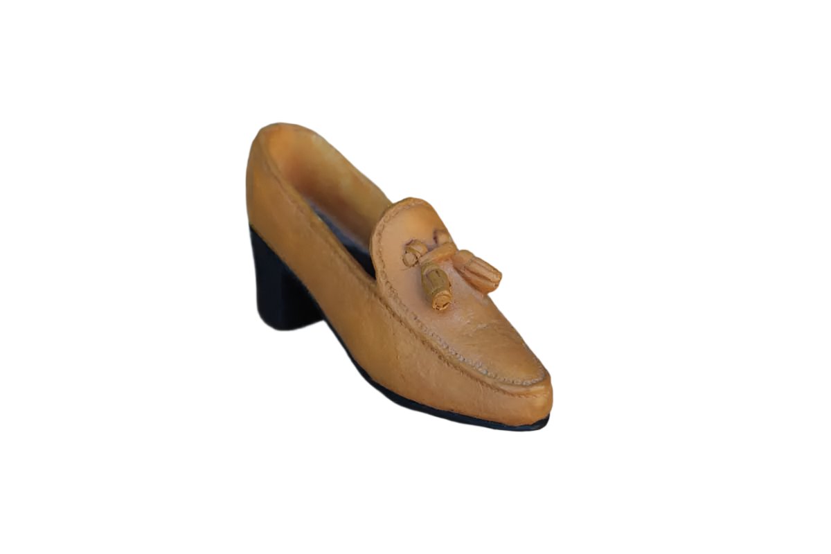 Miniature Resin Figurine of a Heeled Tan Tassel Loafer
