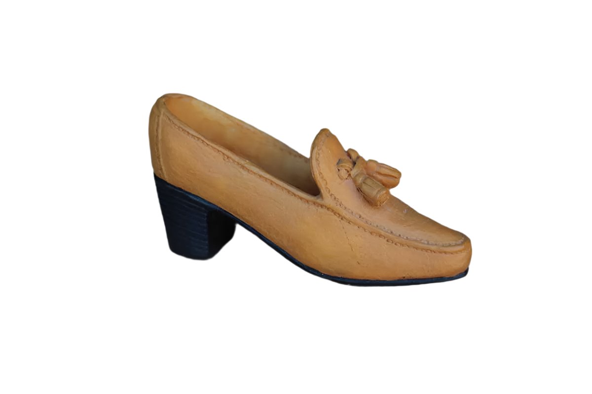 Miniature Resin Figurine of a Heeled Tan Tassel Loafer