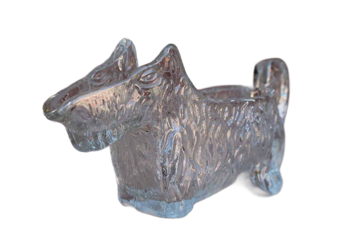 L E Smith Glass Company Pennsylvania USA Pressed Glass Scottie Dog Creamer or Candy Dish