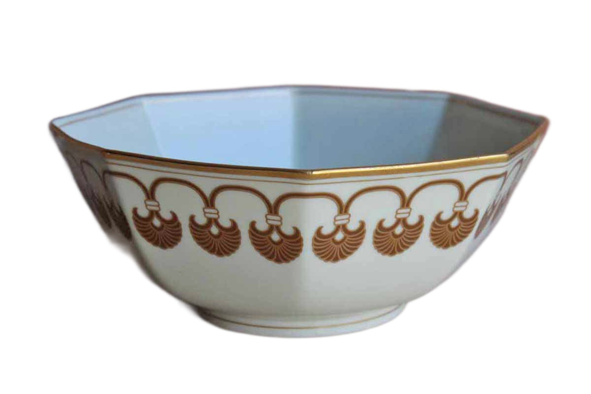 Fitz & Floyd (USA) Alexandria Pattern Shells and Gold Trim Octagonal Vegetable Serving Bowl